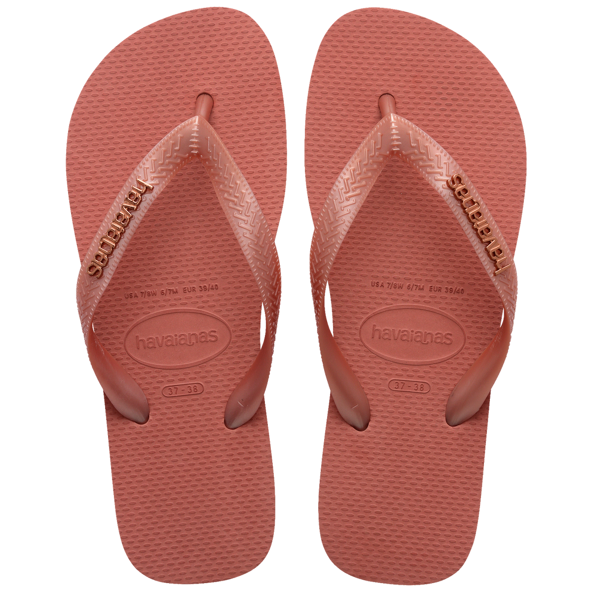 Women's Top Logo Metallic Flip Flops - CANYON CLAY