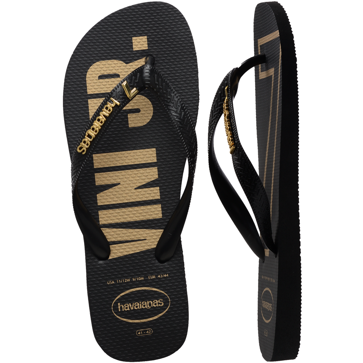 Women's Vini Jr. Golden Top Flip Flops - Black